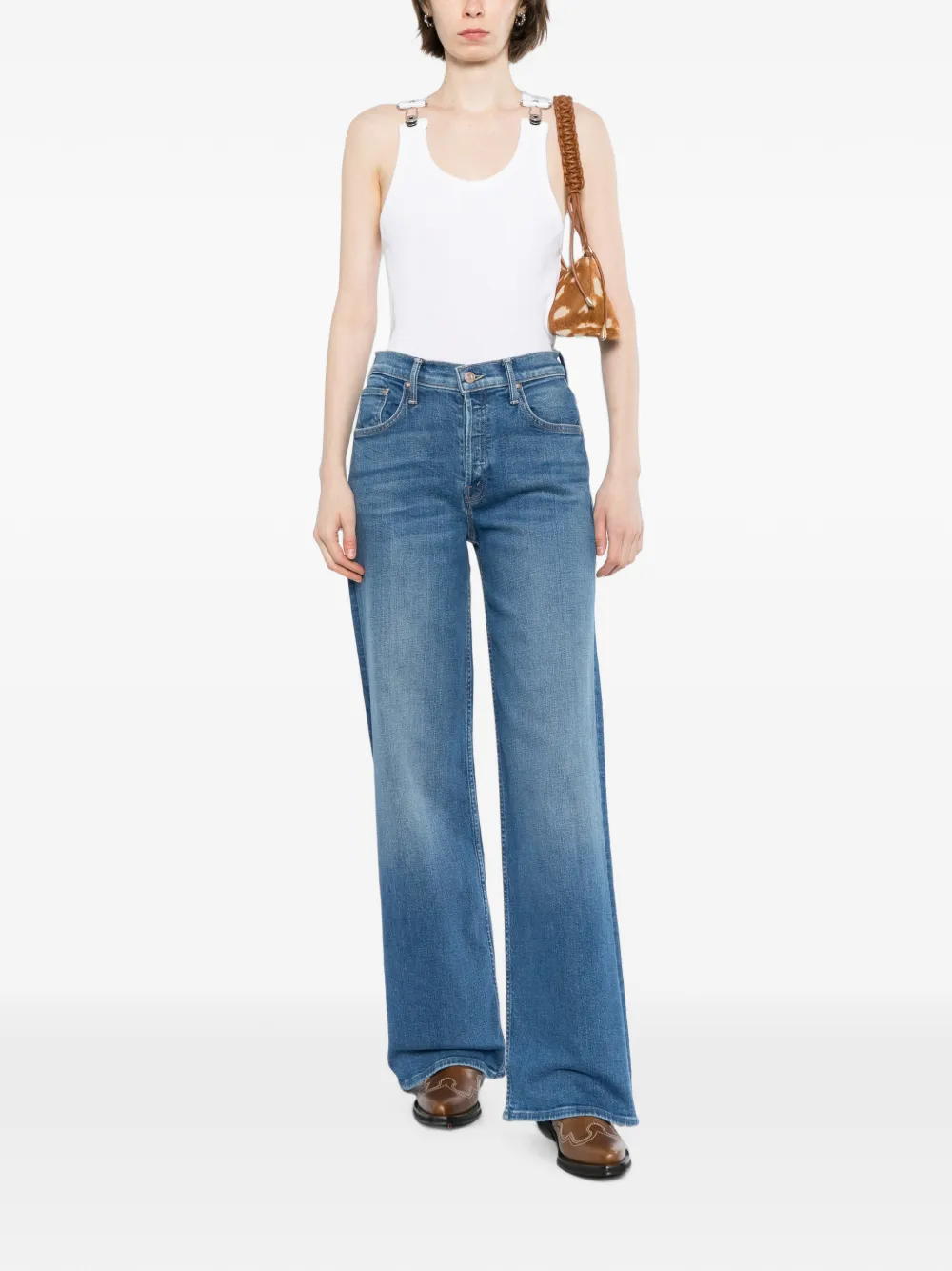 MOTHER Rerun Sneak jeans met wijde pijpen Blauw