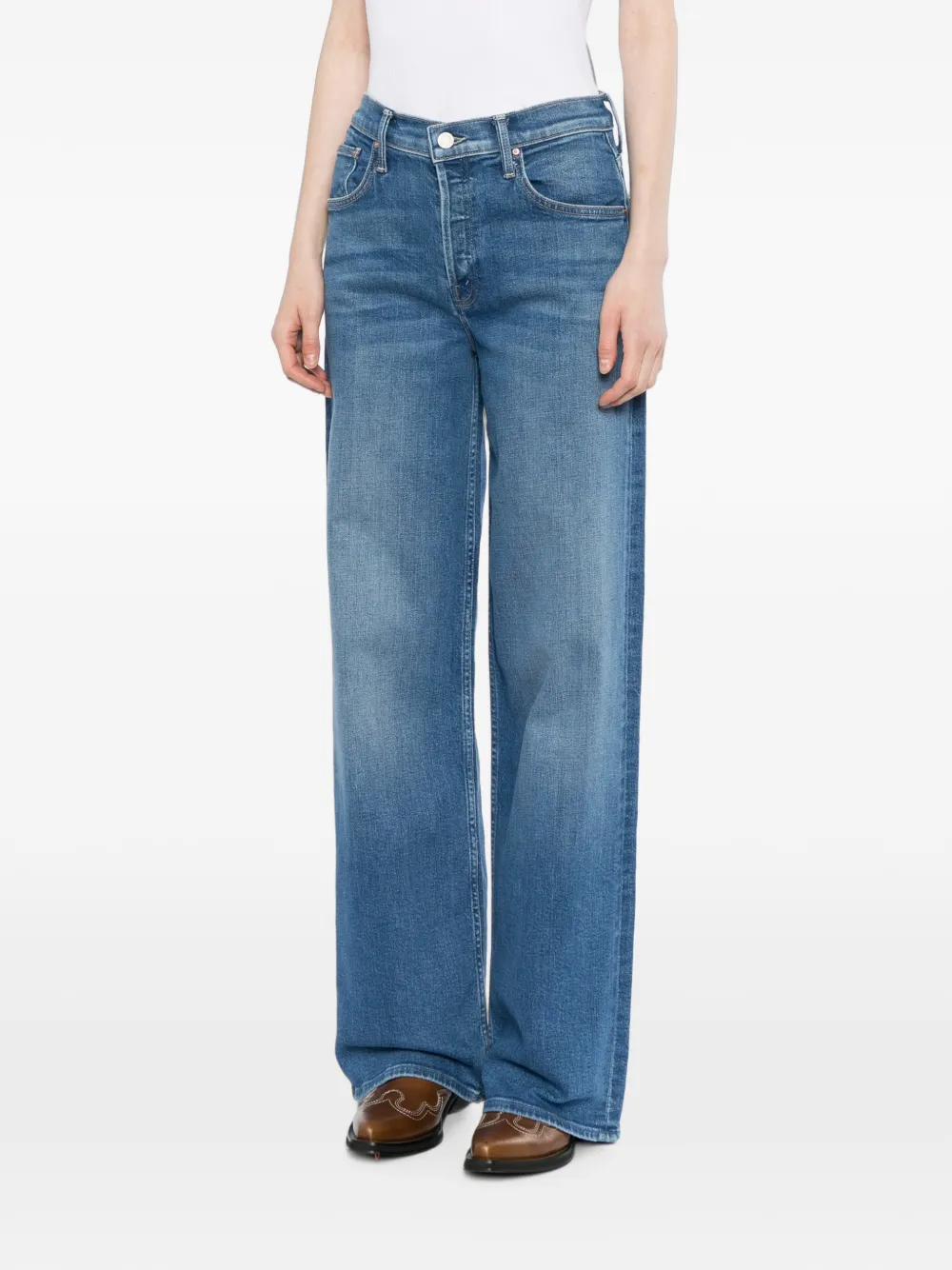 MOTHER Rerun Sneak jeans met wijde pijpen Blauw
