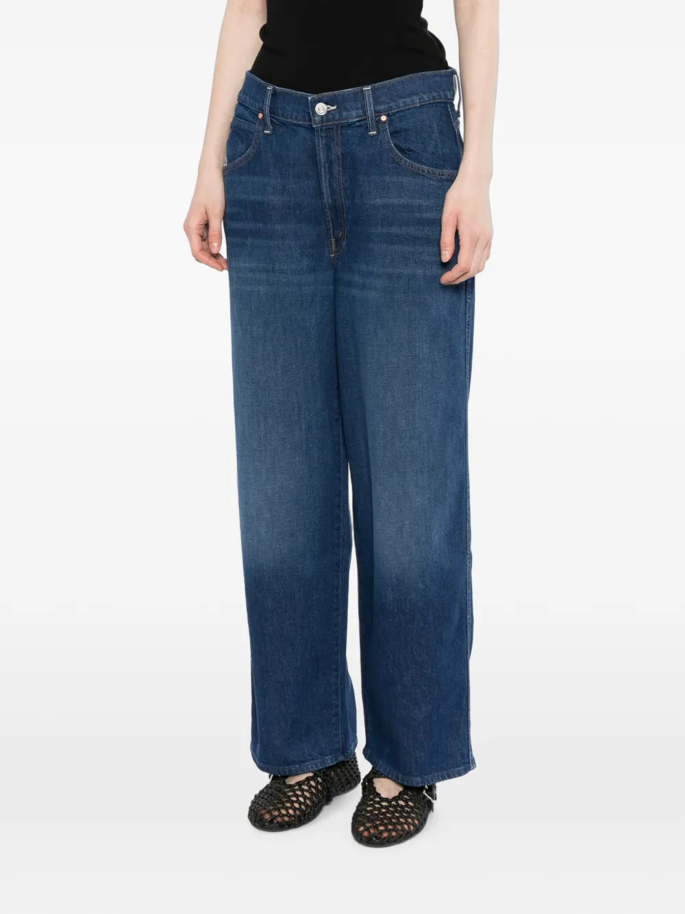 MOTHER Classic jeans met wijde pijpen en vijf zakken Blauw
