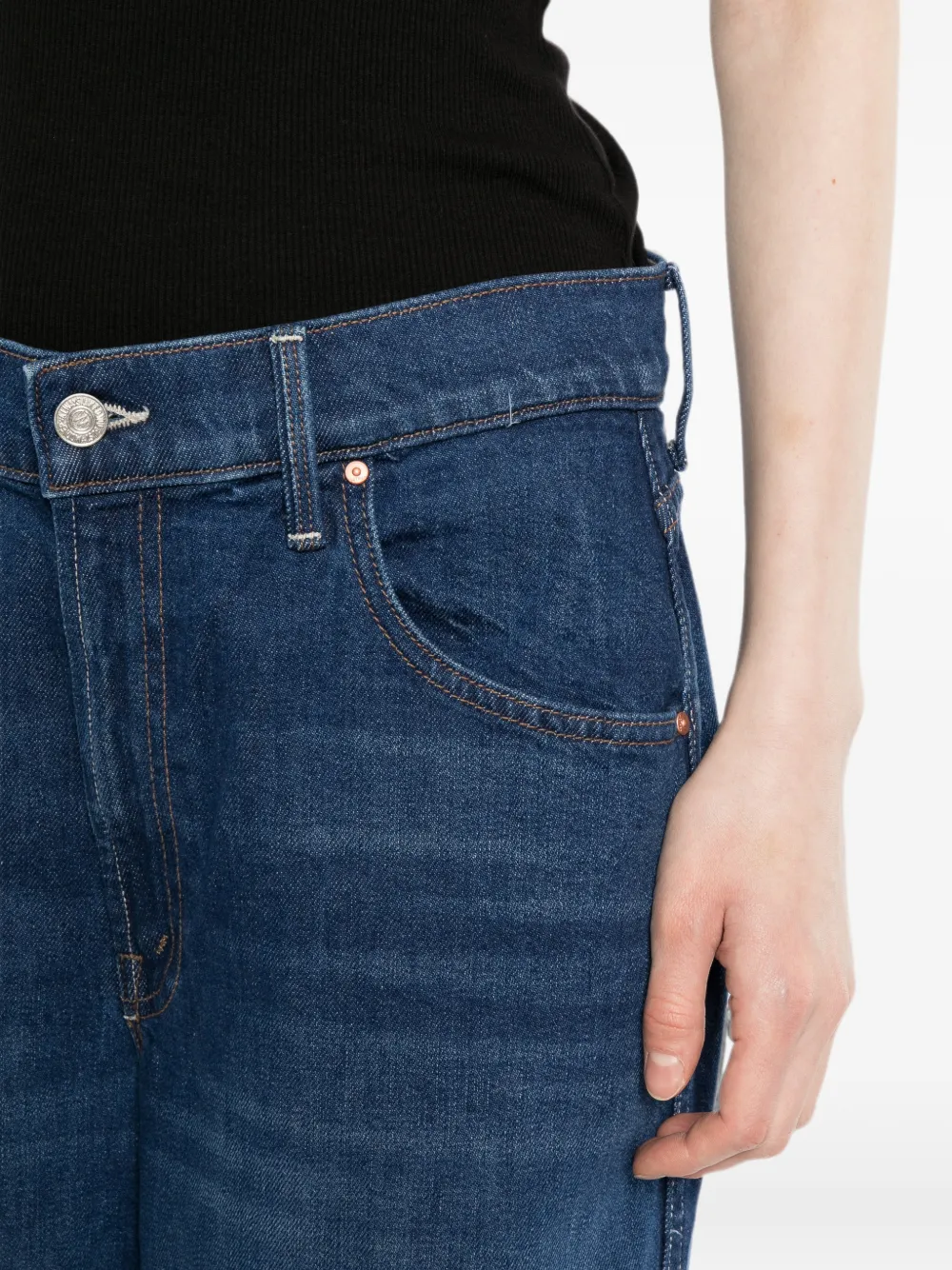 MOTHER Classic jeans met wijde pijpen en vijf zakken Blauw