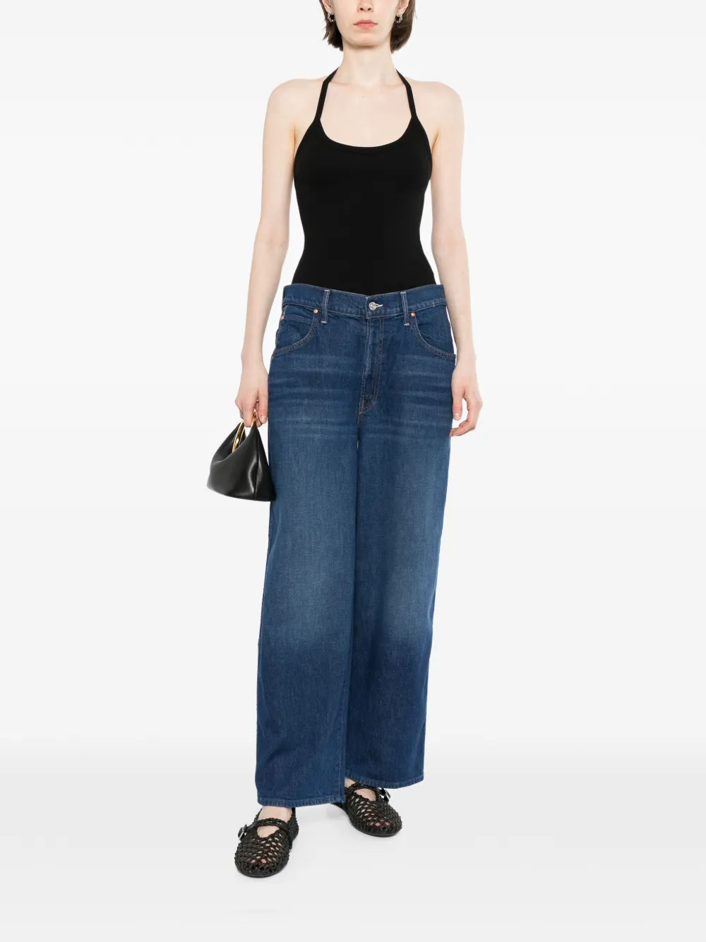 MOTHER Classic jeans met wijde pijpen en vijf zakken Blauw