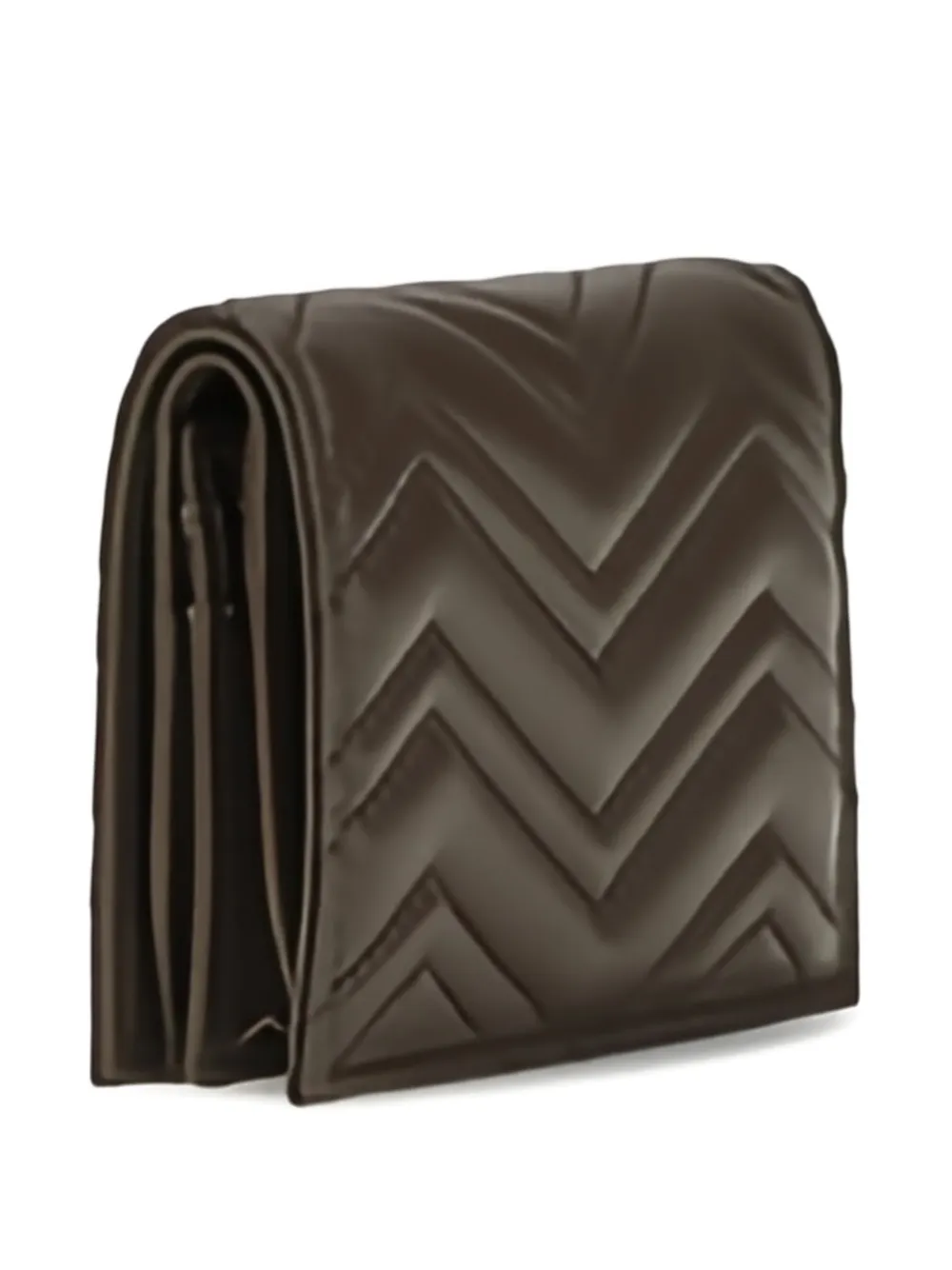 Gucci GG Marmont gewatteerde portemonnee met chevron-streep Bruin