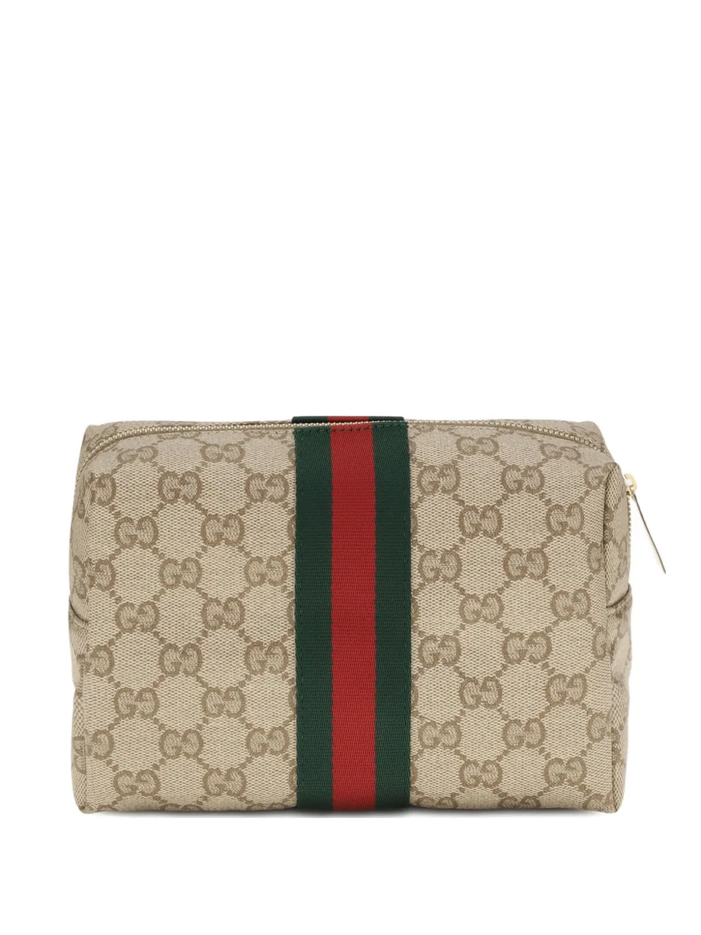 Gucci GG Supreme Web-stripe make up bag - Toni neutri