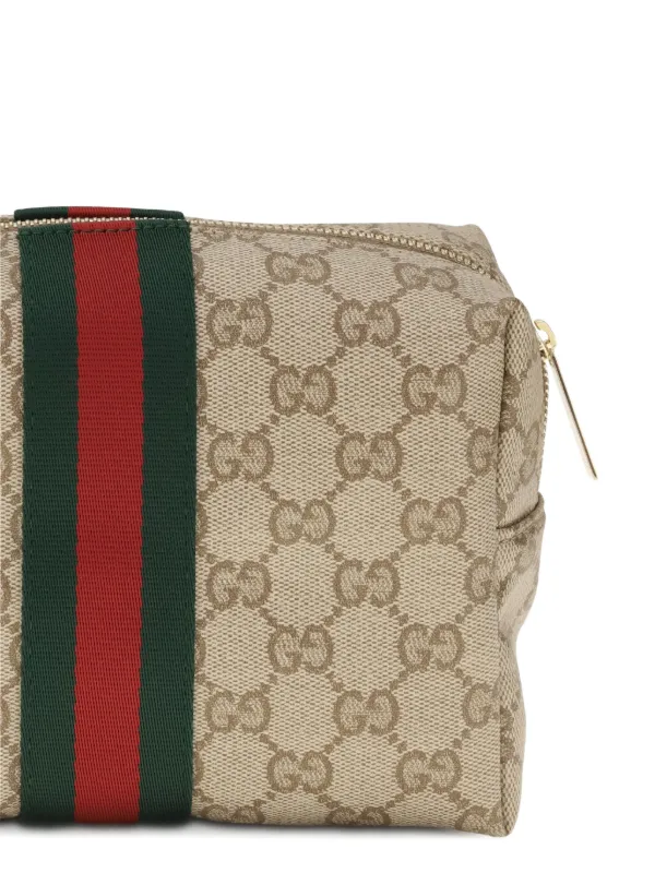Gucci GG Supreme Web-stripe Make Up Bag | Neutrals | FARFETCH