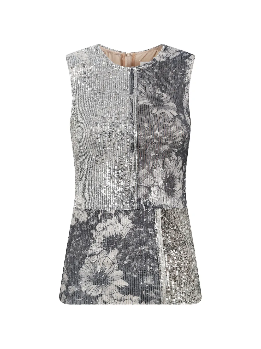 Maison Margiela sequin-embellished floral-print top - Silver