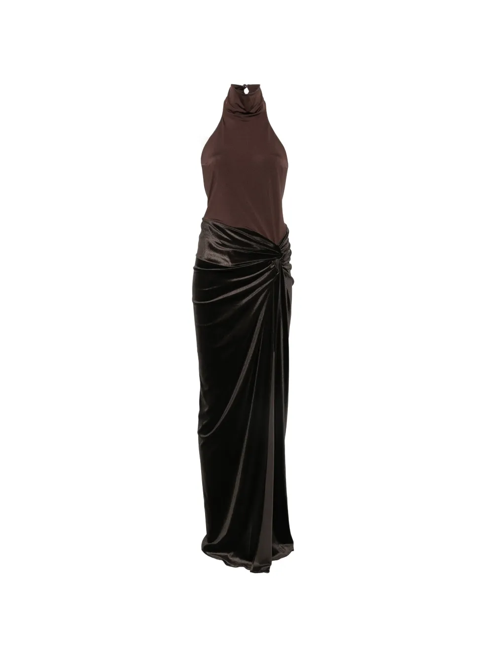 THE ANDAMANE halterneck backless bodysuit maxi dress - Marrone