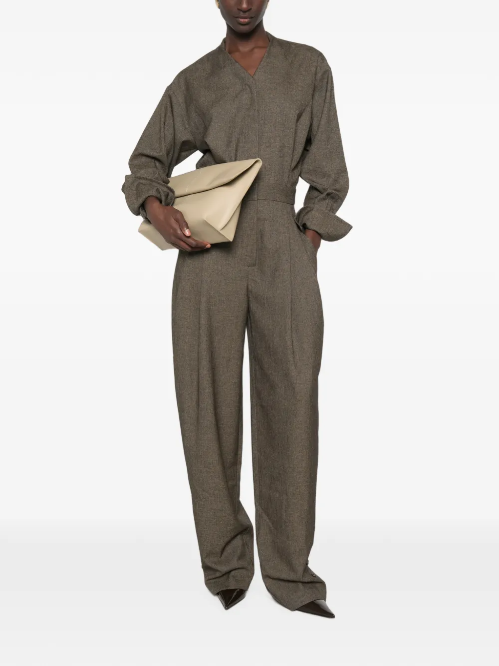 THE ANDAMANE Renee jumpsuit met lange mouwen Bruin
