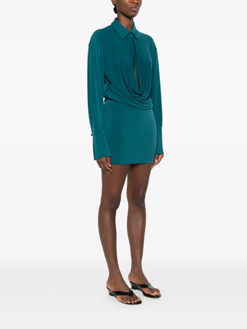 THE ANDAMANE Lilia mini-jurk met lange mouwen Blauw