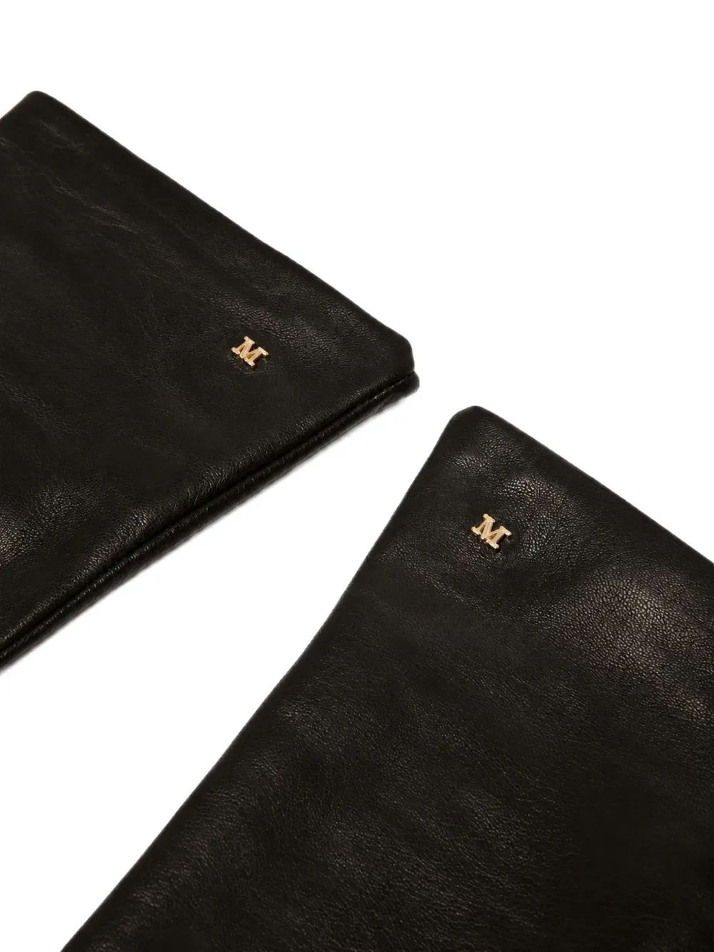 Max Mara logo-plaque leather gloves Zwart