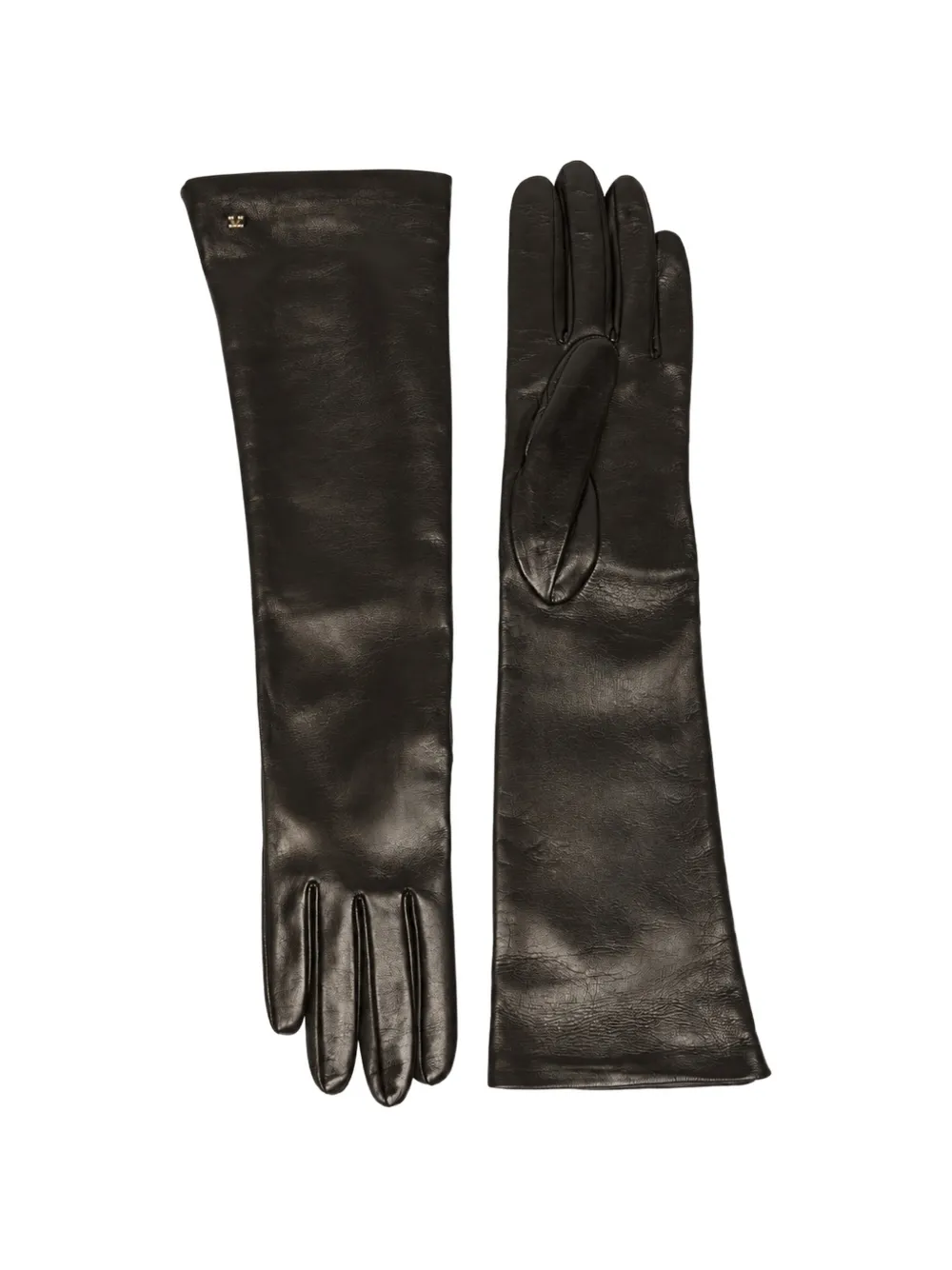 Max Mara Guanti in pelle con placca logo - Nero