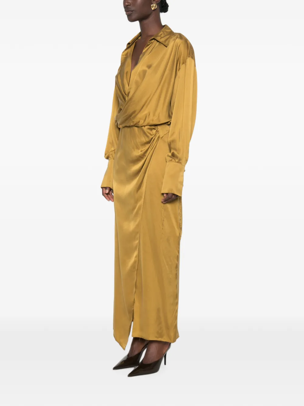 THE ANDAMANE Paloma maxi-jurk met lange mouwen Geel