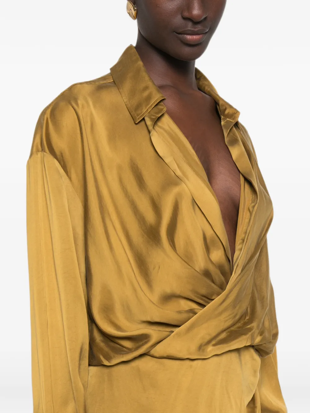 THE ANDAMANE Paloma maxi-jurk met lange mouwen Geel