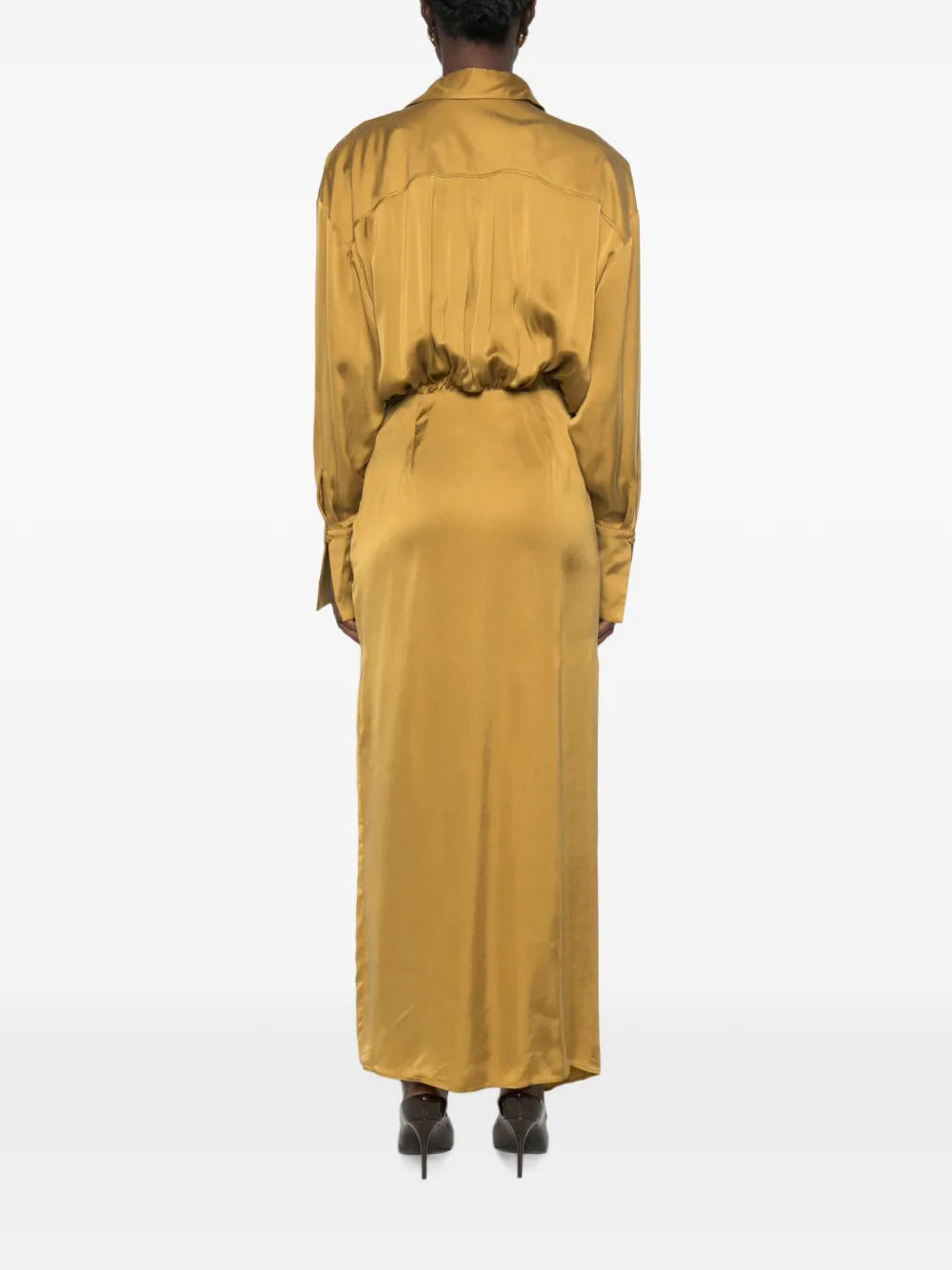 THE ANDAMANE Paloma maxi-jurk met lange mouwen Geel