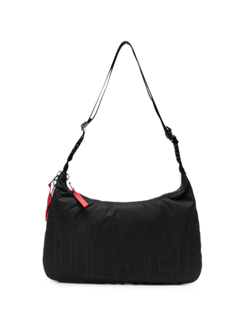 Diesel logo-embossed ripstop shoulder bag - Black