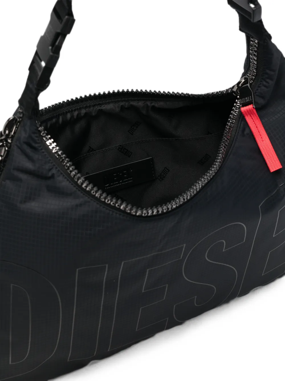 Diesel Ripstop schoudertas met logo-reliëf Zwart