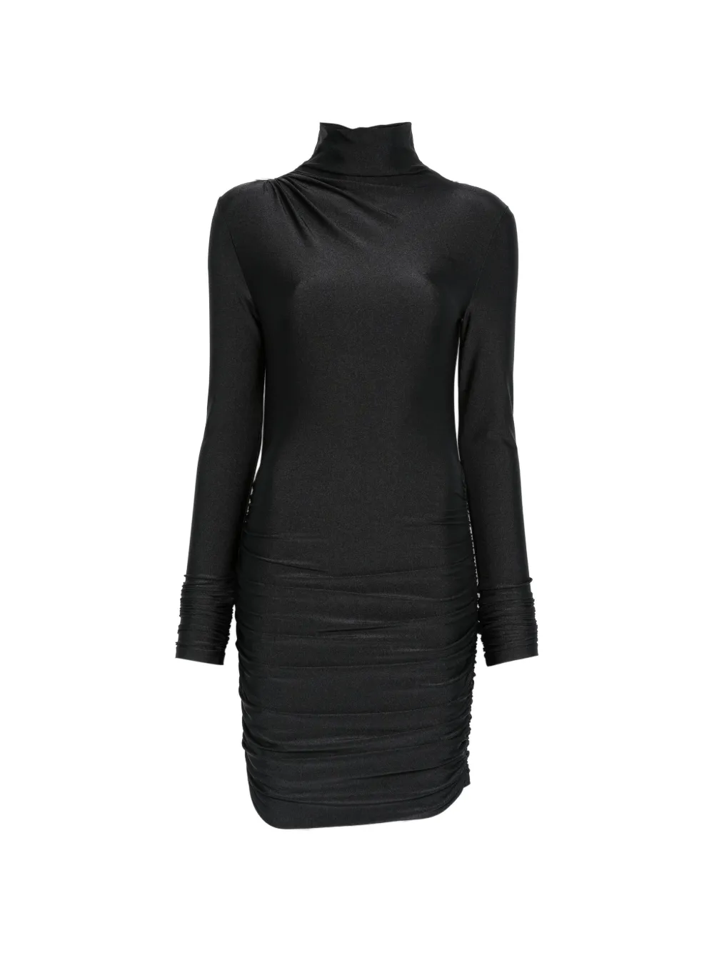 THE ANDAMANE Oleandra ruched high-neck mini dress - Nero