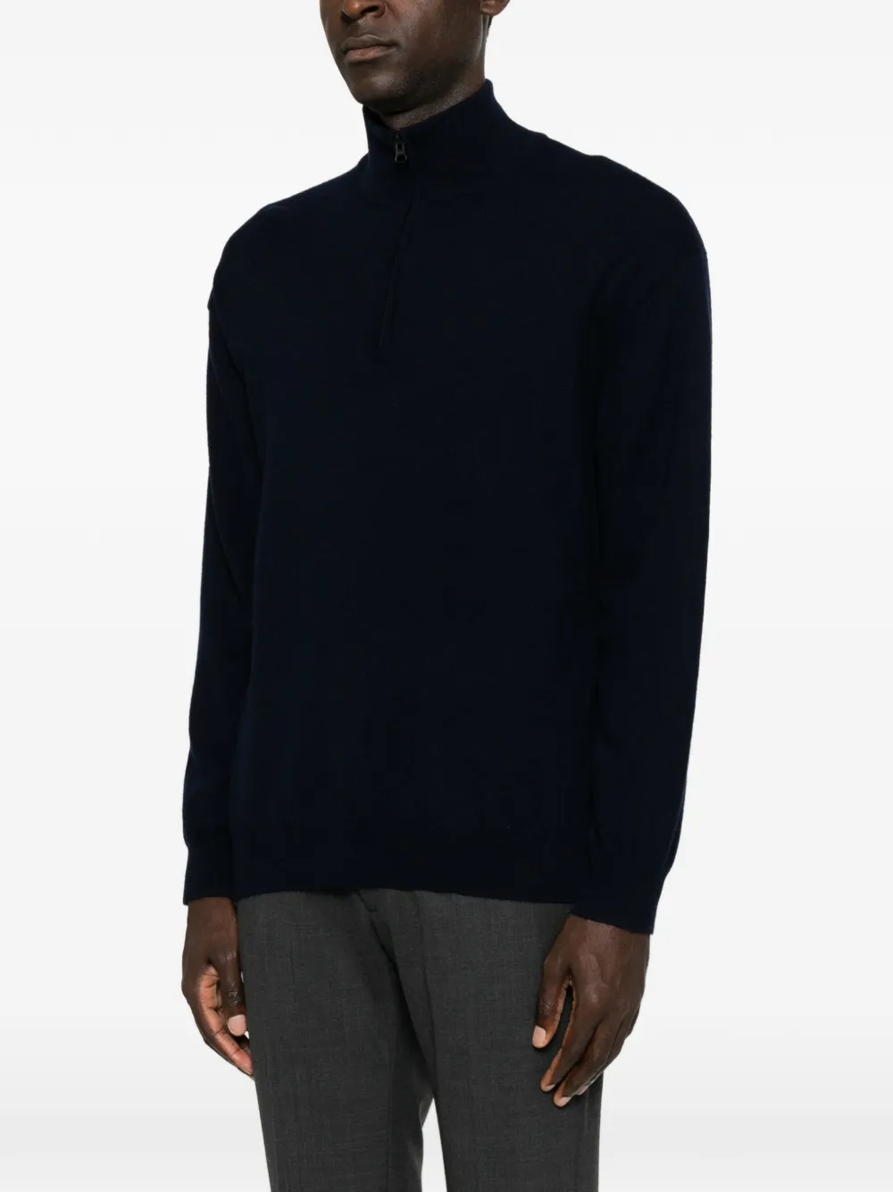 Lisa Yang Quarter-zip Cashmere Sweater in Blue, view 3