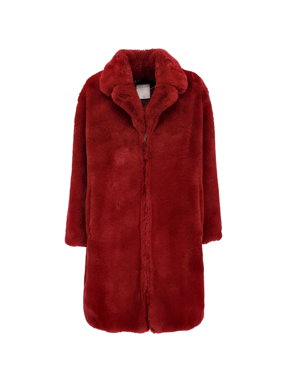 SANDRO faux-fur single breasted coat - Rosso