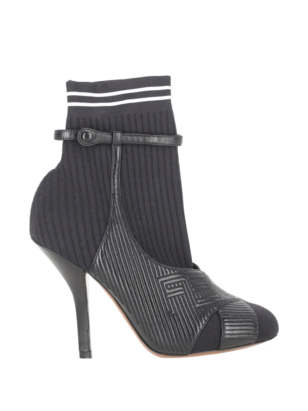 Fendi Pre-Owned striped sock ankle boots - Schwarz