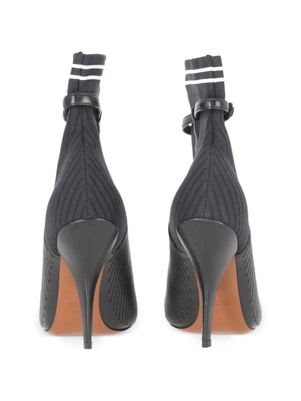  Fendi Pre-owned Striped Sock Ankle Boots - Noir 