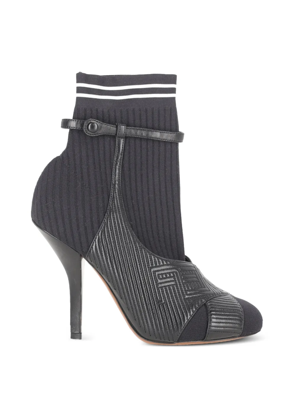 Fendi Pre-Owned striped sock ankle boots - Nero