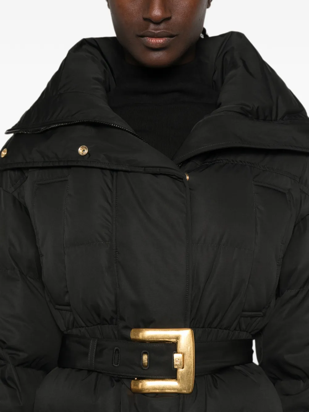 Balmain Donsjack met ceintuur Zwart