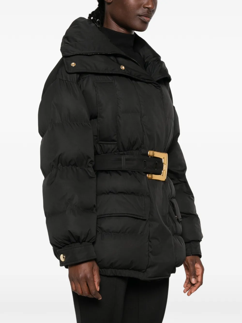 Balmain Donsjack met ceintuur Zwart
