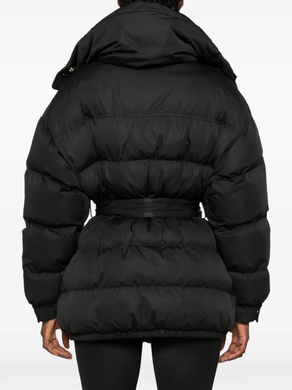 Balmain Donsjack met ceintuur Zwart