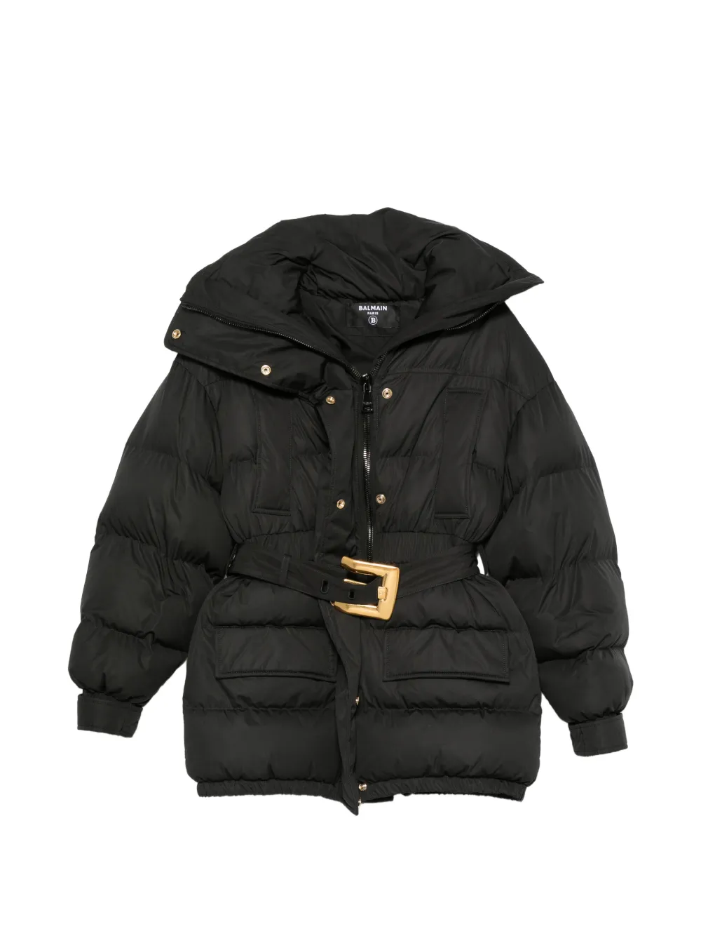 Balmain belted puffer jacket - Nero