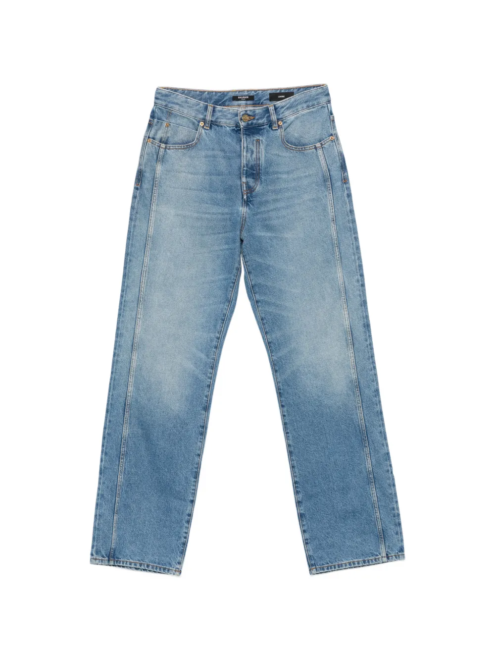 Balmain logo-embroidered wide-leg jeans - Blu