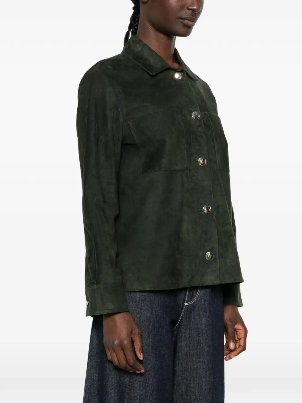  's Max Mara Button-fastening Suede Jacket - Verde 