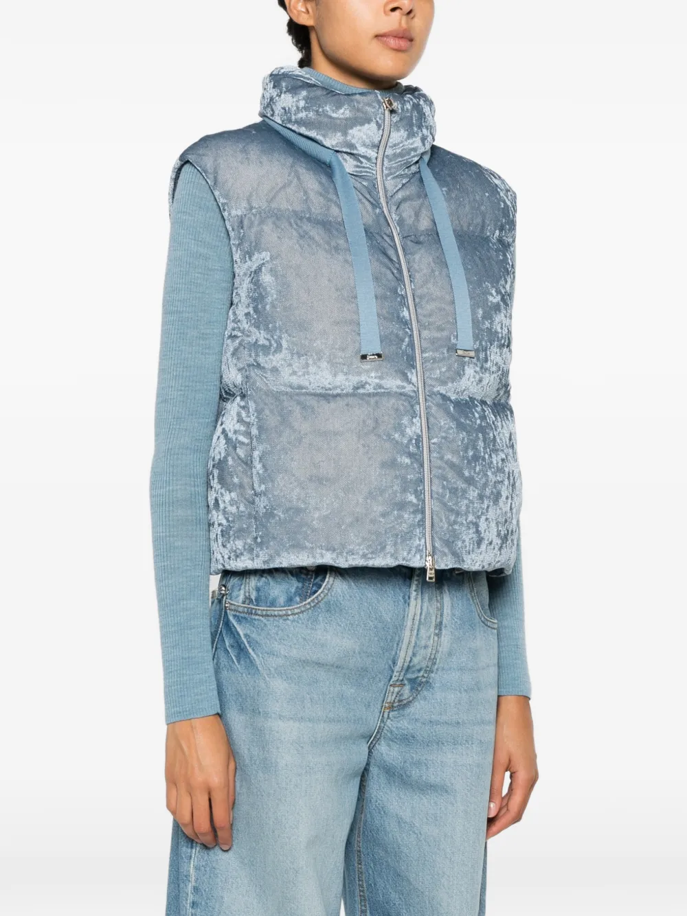 Herno Fluwelen bodywarmer met rits Blauw