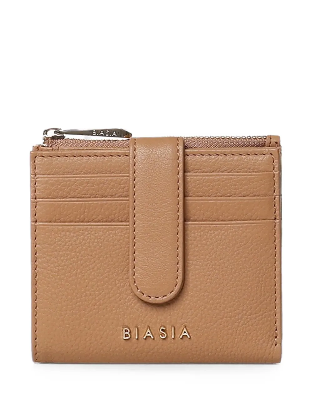 BIASIA logo-plaque pebbled wallet - Toni neutri