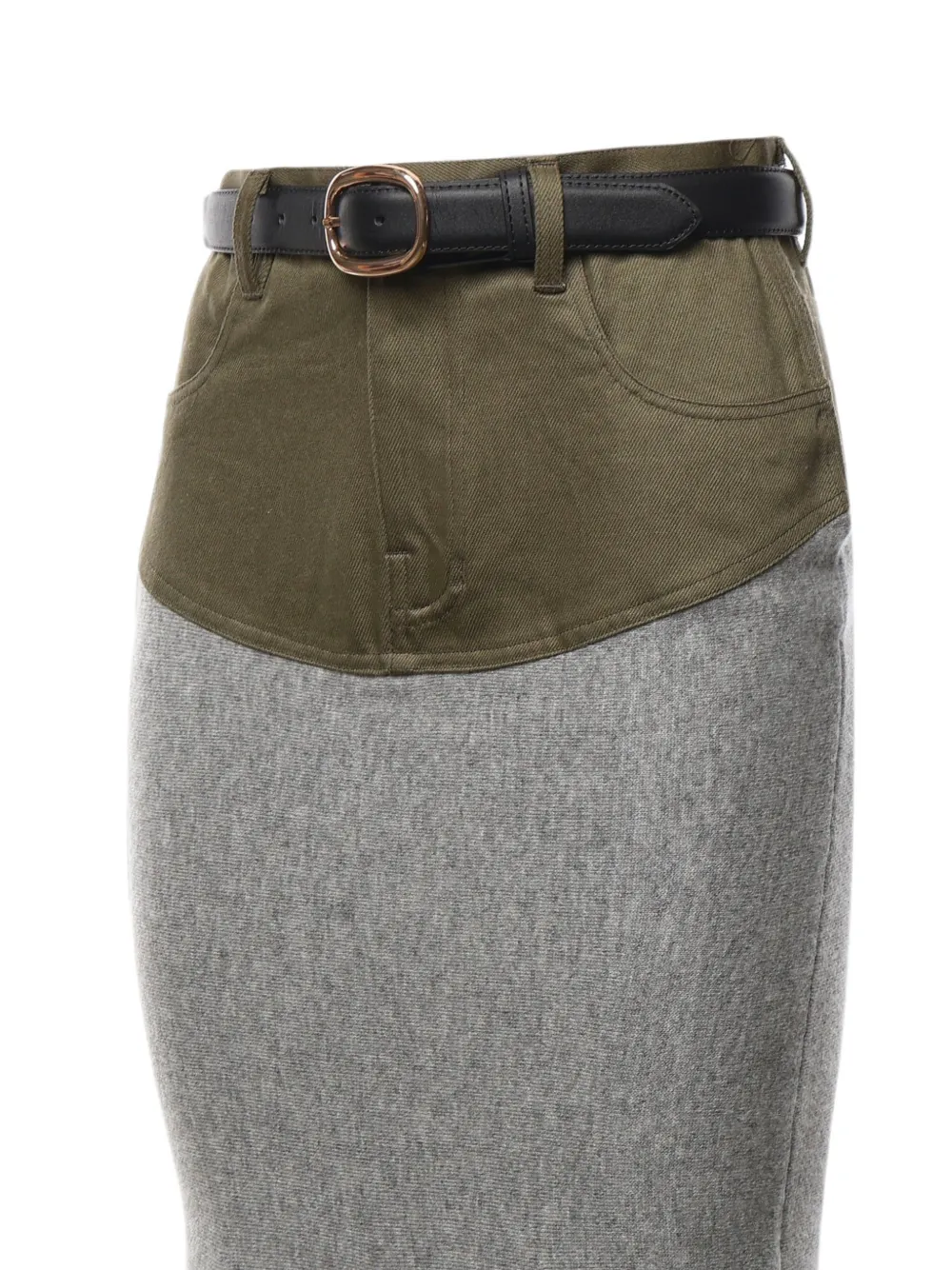 Self-Portrait Gebreide denim midi-rok met grijs detail