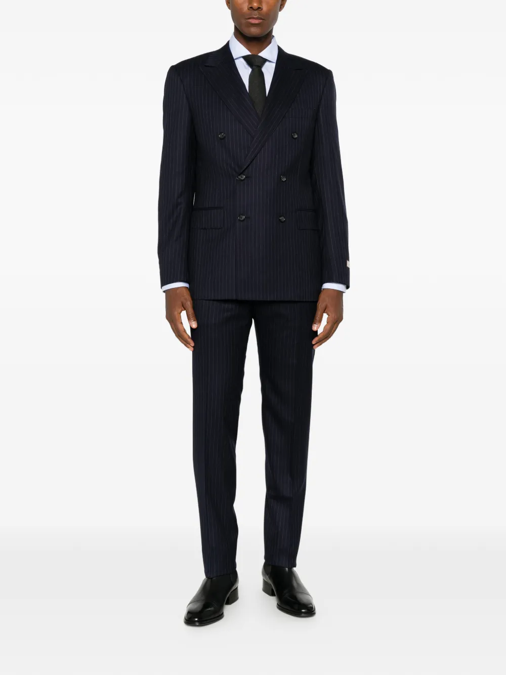 Canali Pak met krijtstreep Blauw