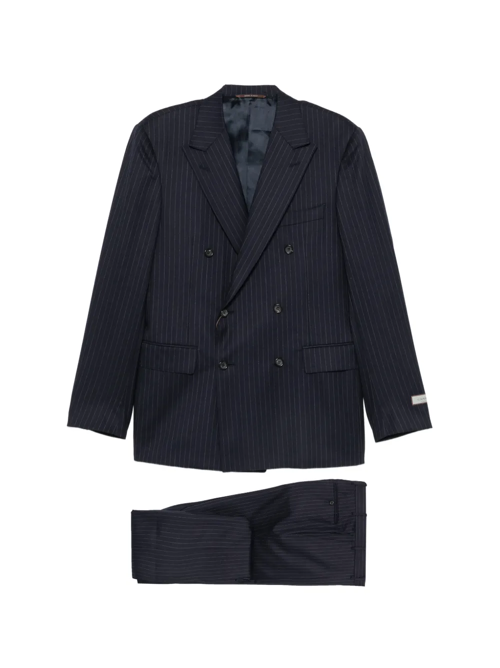 Canali pinstripe double-breasted suit - Blau