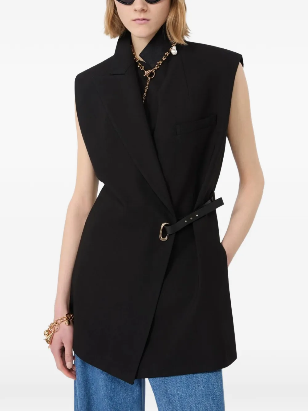 Sportmax Blazer met ceintuur Zwart