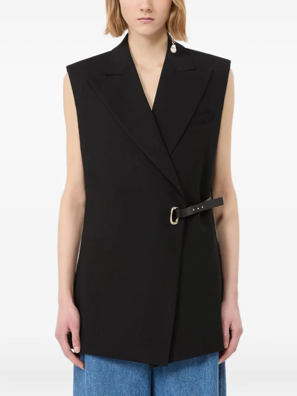 Sportmax Blazer met ceintuur Zwart