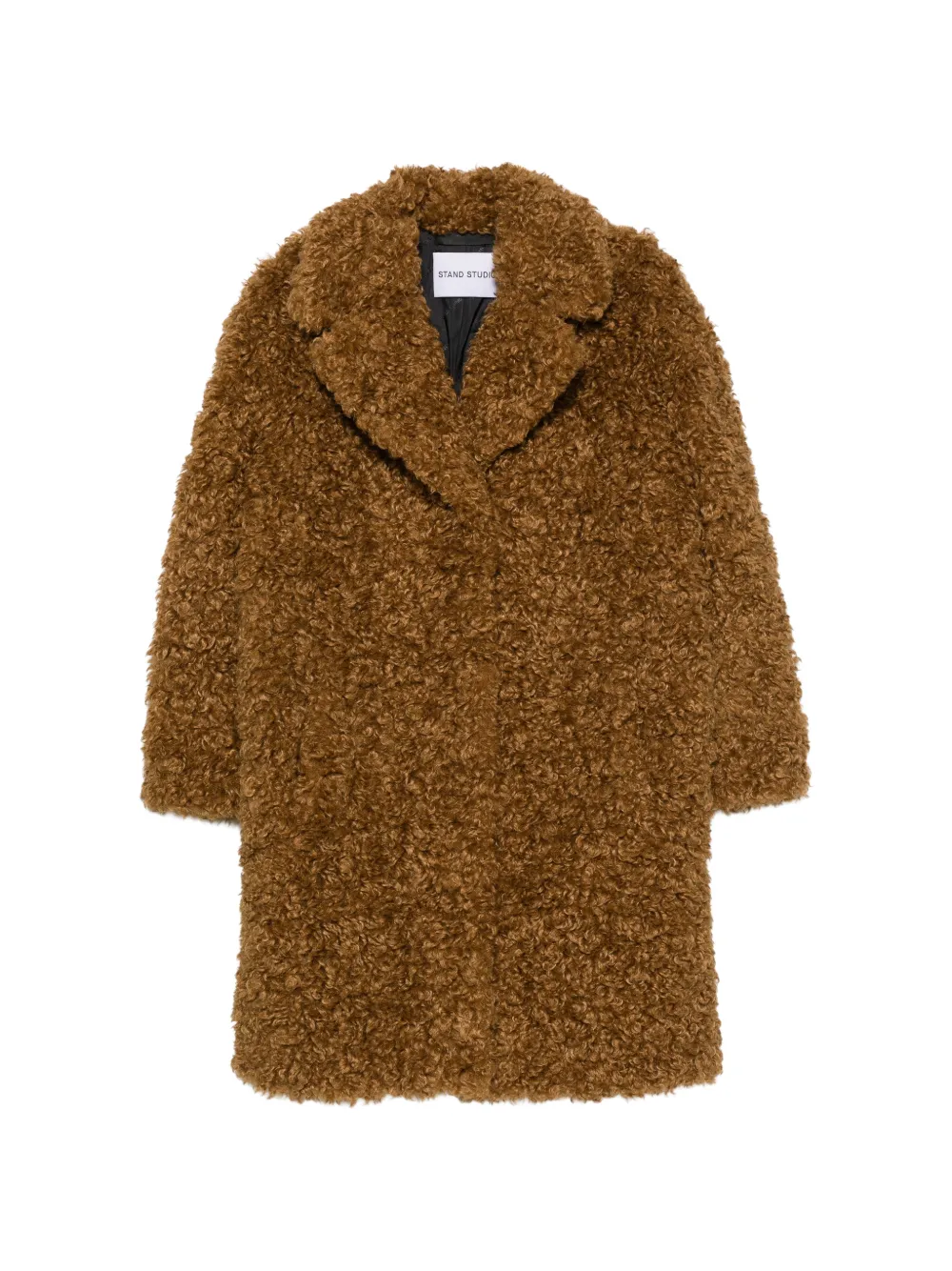 STAND STUDIO Camille faux-shearling notched-lapel coat Bruin