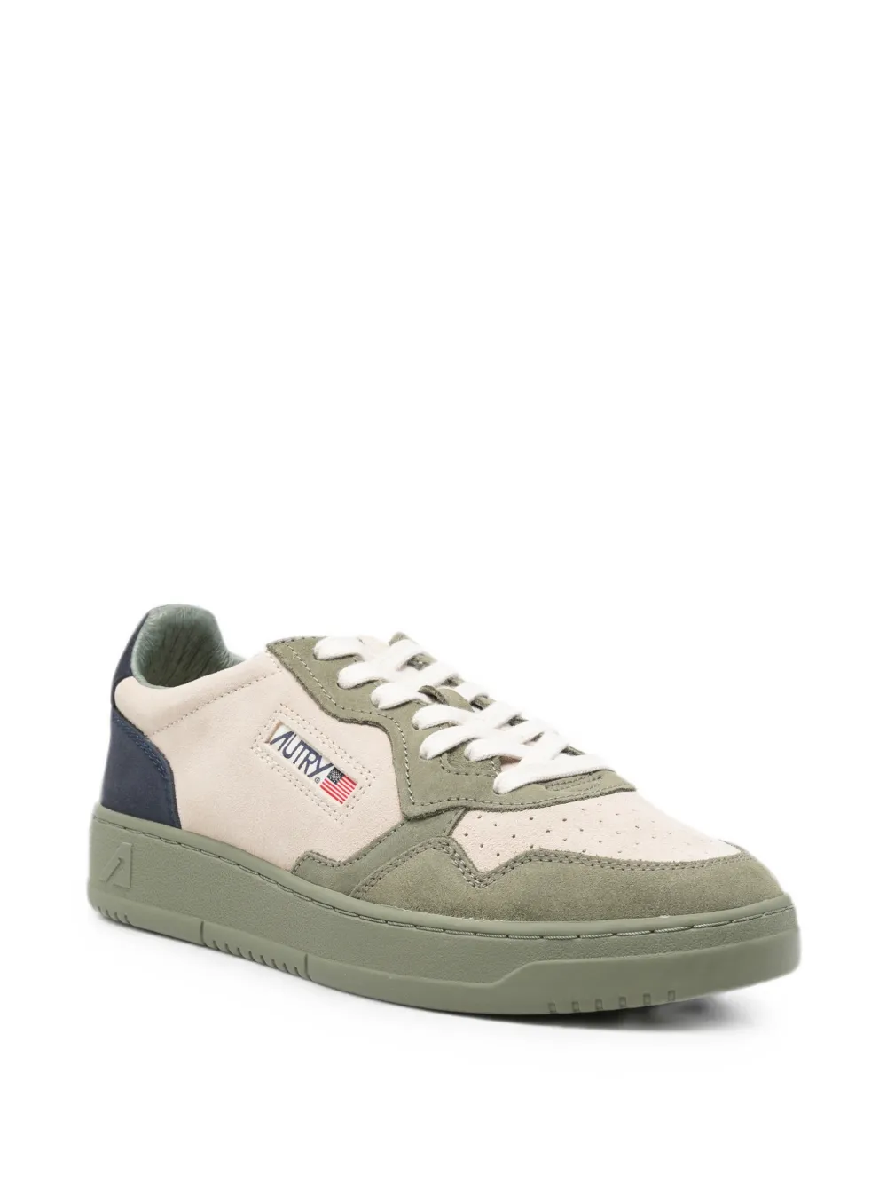Autry Medalist panelled suede sneakers Beige
