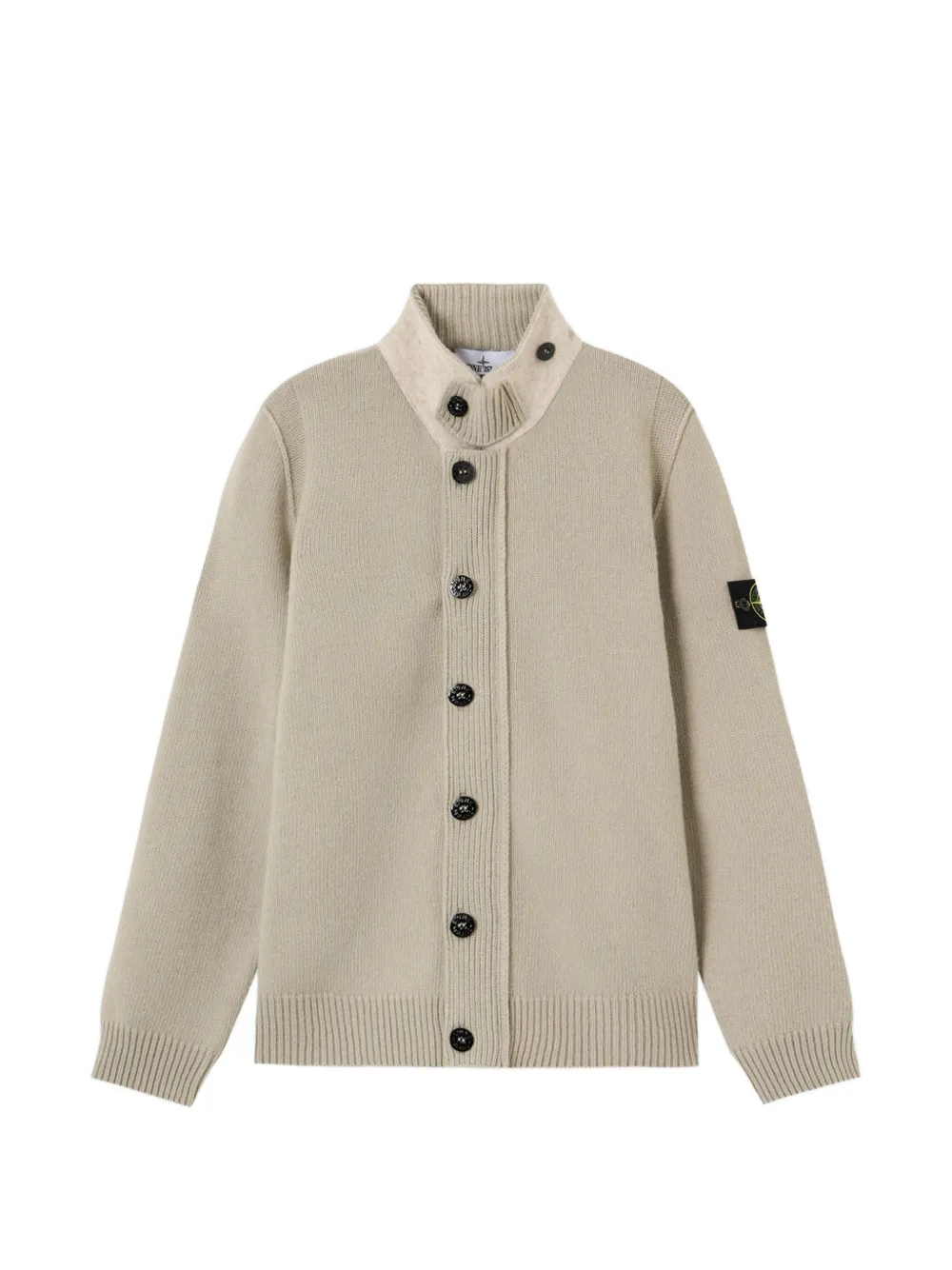 Stone Island logo-patch button-up sweater - Toni neutri