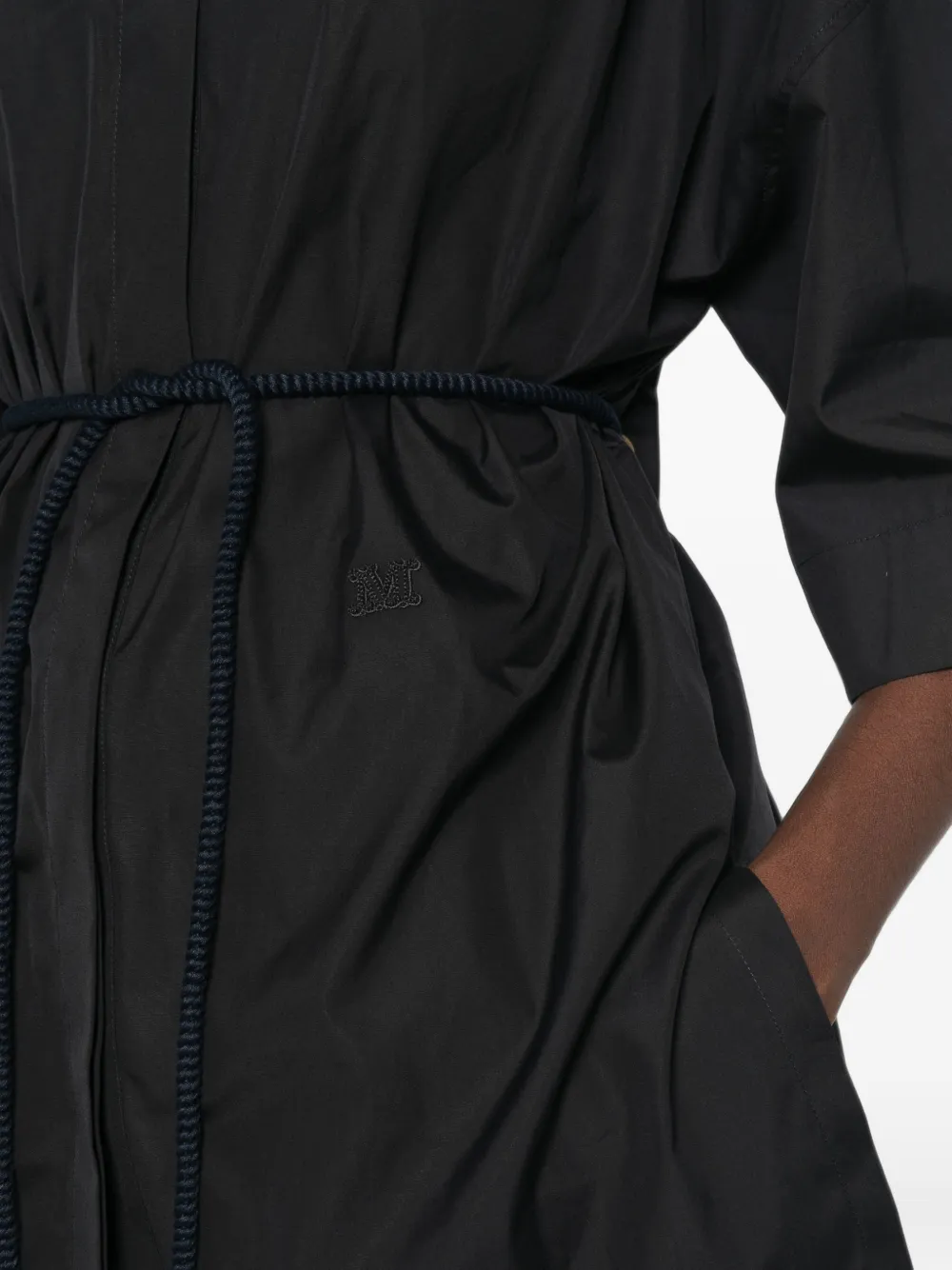 Max Mara Blouse met korte mouwen en ceintuur Zwart
