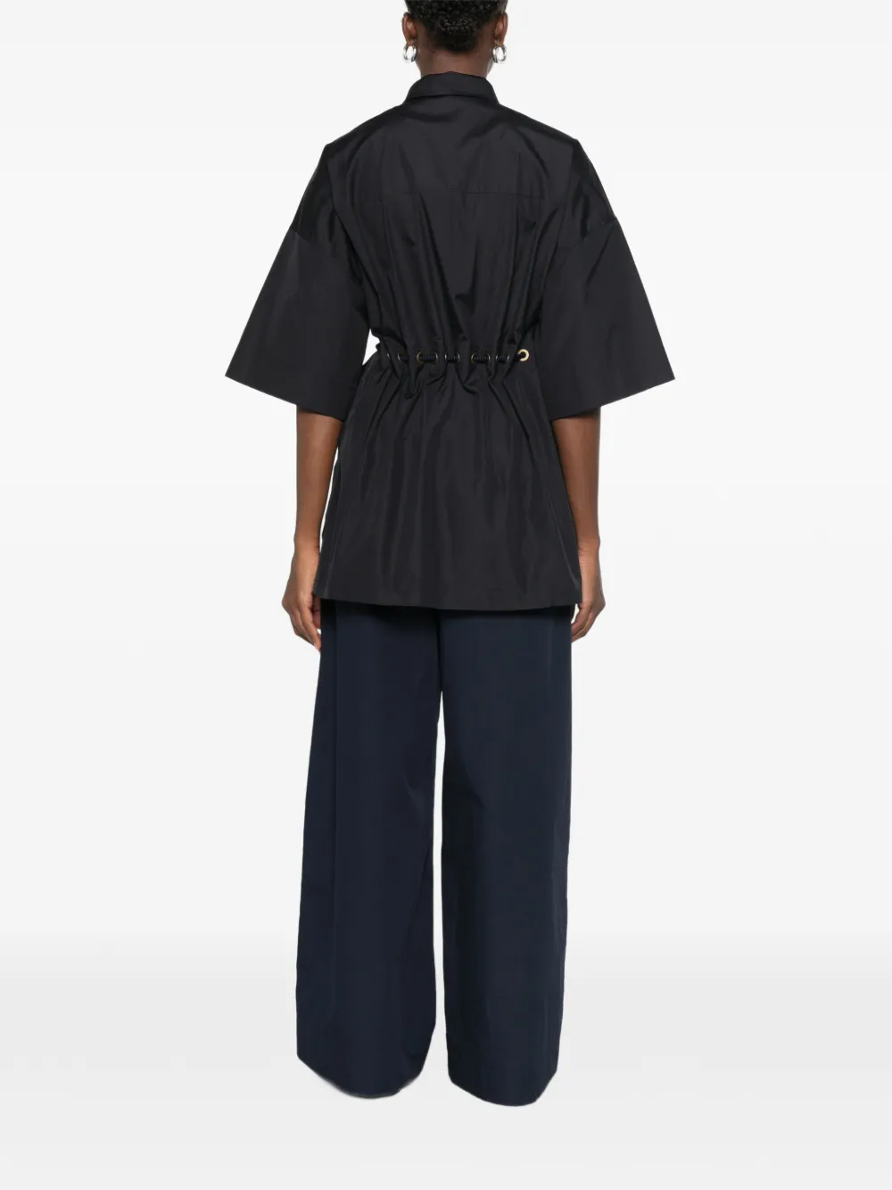 Max Mara Blouse met korte mouwen en ceintuur Zwart