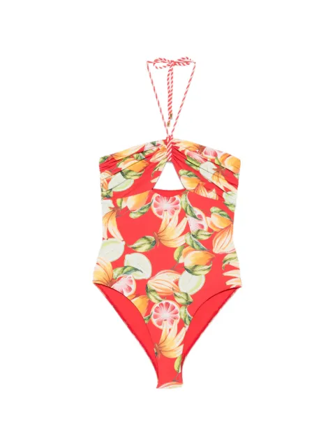 FARM Rio fruit-print cutout swimsuit