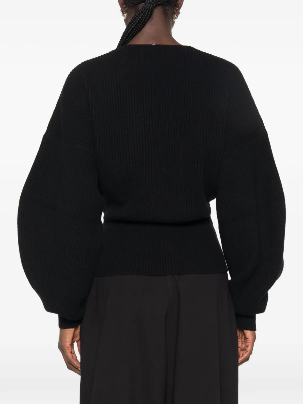 Sportmax Geribbelde trui in wikkelstijl Zwart