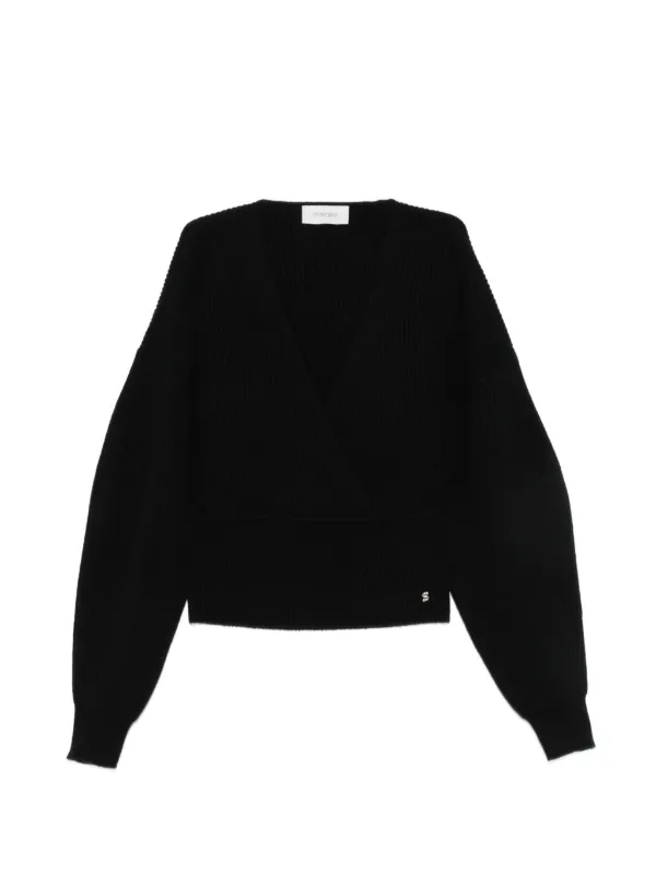 Sportmax Ribbed Wrap-style Sweater in Black