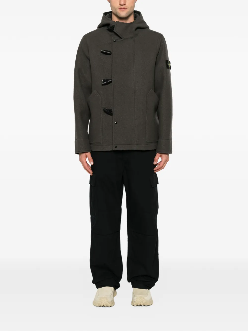 Stone Island Jas met Compass-patch en houtje-touwtjesluiting Grijs