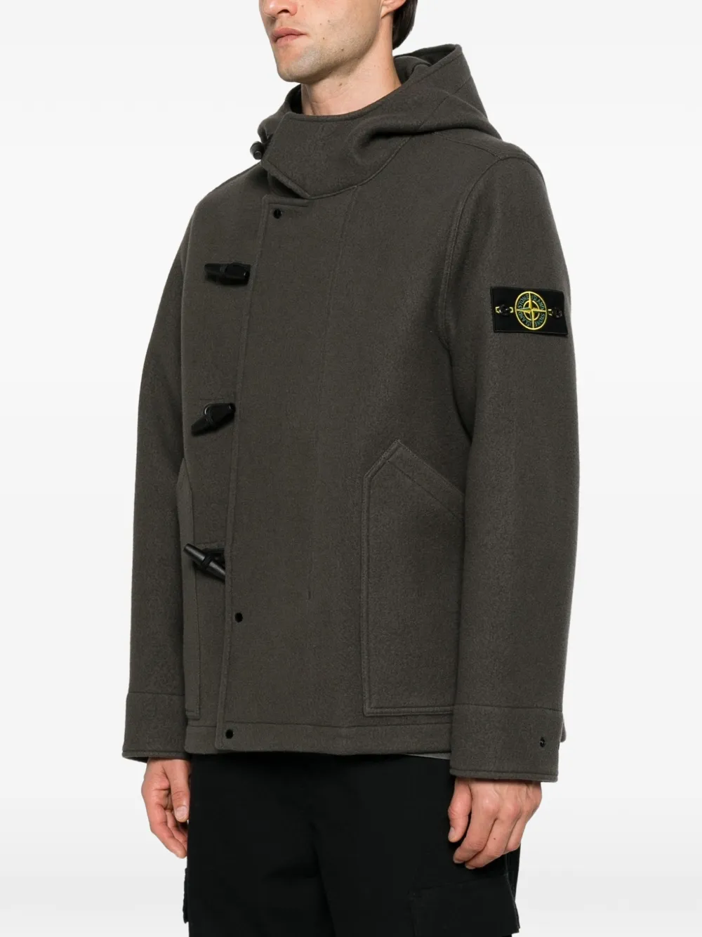 Stone Island Jas met Compass-patch en houtje-touwtjesluiting Grijs