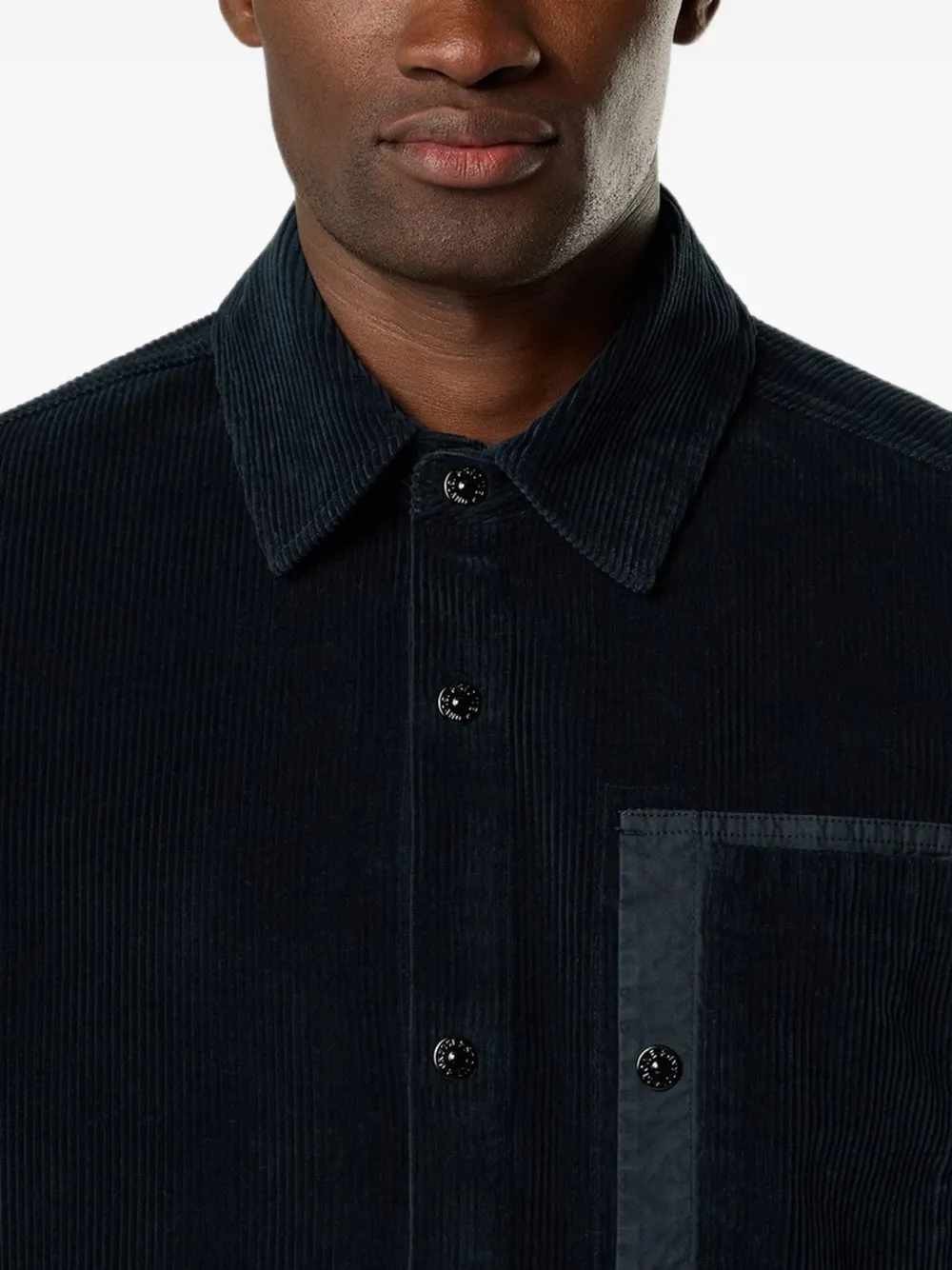 Stone Island Ribfluwelen shirtjack met opgestikte zak Blauw