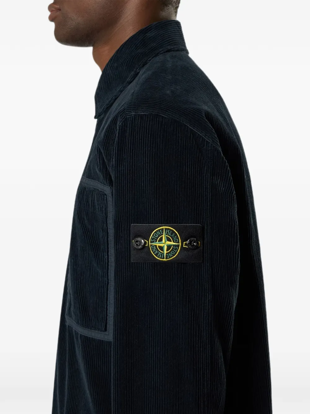 Stone Island Ribfluwelen shirtjack met opgestikte zak Blauw